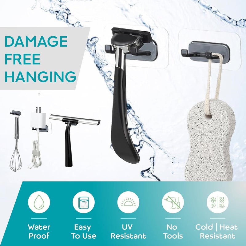 H HOOK LAB Hook LAB Self-Adhesive Shower Razor Holder, 2-Pack, Removable & Reusable Waterproof Hooks, for Towels, Bath Accessories, Kitchen & Bathroom Use - Black - Image 3